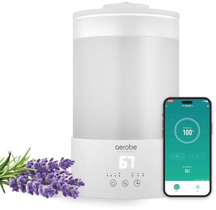 Aerobe Humidifiers 2.5L Air Humidifiers for Bedroom WiFi Cool Mist Humidifiers for Home Baby Nursery & Plants Top Fill & 25dB Quiet 38H 360° Diffuser with 7 Color Light Smart App & Alexa Control