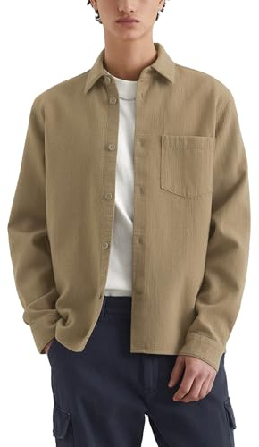 Marc O'Polo Denim Herren Hemd aus Bio-Baumwolle Regular Fit, Grün (Dusky Green), XL