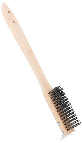 BESPORTBLE Stainless Steel Pizza Stone Cleaning Brush Long Handle Grill and Oven Tool for Outdoor Cooking Wire Bristles for Tough Residue Removal