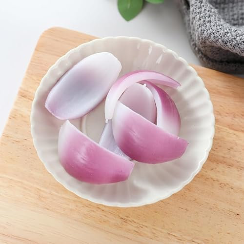 Nvzi Realistisches, künstliches Gemüse, lebensecht, dekoratives Kunststoff-Lebensmittel-Set, Kunstgemüse für Zuhause, Küche, Dekor-Set, Foto-Requisiten (Zwiebelscheiben A, 5 Stück)