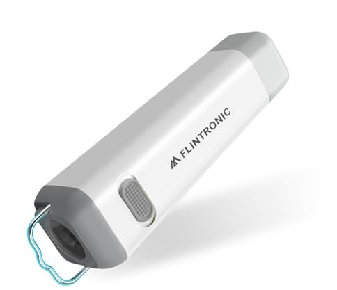 flintronic Torcia LED Potente Professionale, 1200mAh Torcia Ricaricabile, Portatile Torcia, Impermeabile Flashlight per Campeggio Trekking Emergenza, Bianco