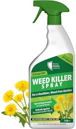 Weed Killer 1L - Extra Strong 6% Acetic Acid Spray for Fast-Acting Weed and Moss Control - Non-Residual and Ready-to-Use Formula for Gardens, Paths, Patios, Driveways, and Unplanted Areas