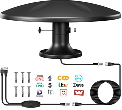 Campervan Tv Aerial, Caravan Tv Aerial Digital Antenna with Signal Amplifier for Outdoor Hdtv, Waterproof & Easy To Install - Perfect for Motorhome, Camper Vans, Rv Trailers, Trucks, Car