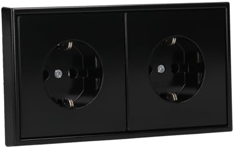 JUNG Serie LS 2x SCHUKO Steckdose Set Schwarz | mit 2x LS1520SW SCHUKO Steckdose, LS982SW Rahmen 2-fach