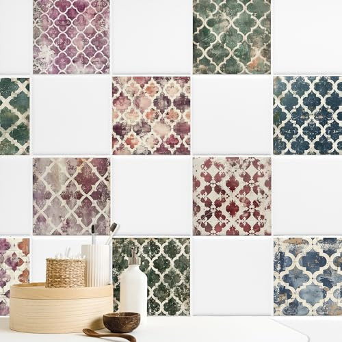 GRAZDesign Fliesenaufkleber Vintage Marokko 10-teiliges Set Selbstklebende Retro Klebefliesen für Küche & Bad - 20x25cm / 20 Stück