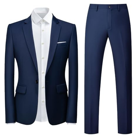 YOUTHUP Abito da Uomo 2 Pezzi Slim Fit 1 Bottone Abiti da Lavoro Smoking da Sposa Blazer e Pantaloni
