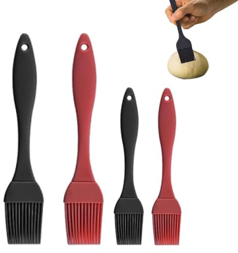 Backpinsel, 4 Stück Backpinsel Silikon, Silikonpinsel, Grillbürste Pinsel Basting Gebäckbürste für Grillbürste, Gummispachtel Hitzebeständig Spülmaschinenfest, (20.5, 26cm)