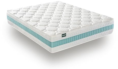 beloBed Colchon con Viscolastica 150x190 Alto Confort. Reversible Doble Cara. Cara Invierno/Verano. Firmeza Media. Higiénico y Transpirable. Nucleo de Muelles Ensacados. Livedream Hybrid Altura 30 cm