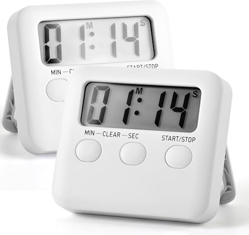 2 Pack, Magnetic Loud Alarm Large LCD Screen Digital Timer for Kids time Management, Study, Exercise, Workout Timing, Kitchen Timers for Food Cooking, Eggs Boiling