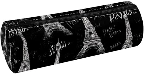 VAPOKF Eiffer - Trousse à crayons en cuir avec motif tour sans couture - Pour ranger des stylos, des pièces de monnaie, des cosmétiques, du maquillage - Pour étudiant, papeterie, école, bureau