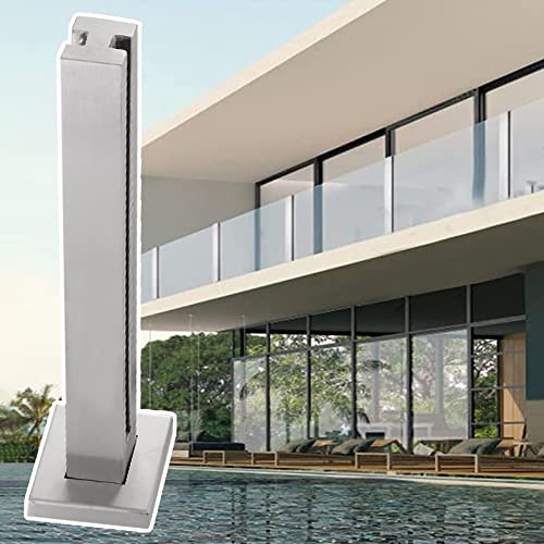 Système de balustrade de balcon en acier inoxydable et verre – Kit de garde-corps en verre de sécurité avec poteau de support carré (poteau central 95 cm) pour escaliers et mezzanines