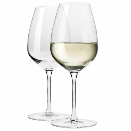 Krosno 2er-Set Weißweingläser, 460 ml – Duet Kollektion – Langer Stiel – Stabiler Stand – Bleifreies Kristallglas – Ideal für Paare und als Geschenk – Spülmaschinenfest