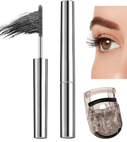 ALONK Mascara Metallbürste mit Wimpernhalter, Iron Eye Mascara, Wimperntusche Metallbürste(Schwarz)