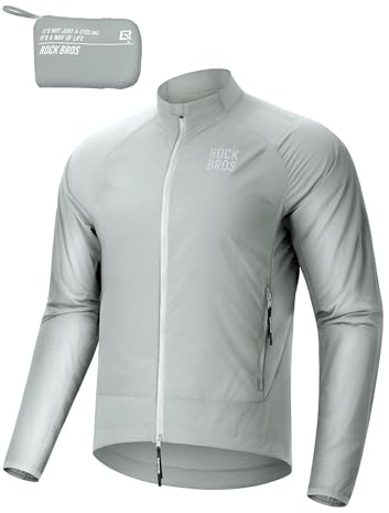 ROCKBROS Vindtät cykeljacka herr dam lätt andningsbar snabbtorkande vindjacka cykeljacka vikbar löparjacka med fickor för cykling MTB utomhus jogging, XXL