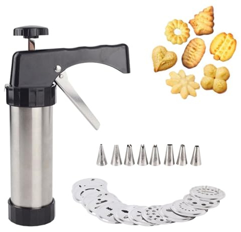 Prensa Para Galletas - Prensa Para Galletas De Acero Inoxidable | Lanzador De Galletass, Con 13 Troqueles De Estampado Y 8 Puntas De Ribete, Parra Galletass Y Decoración Artesanales