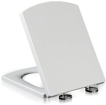 Abattant WC carré à fermeture douce, design moderne, charnière à dégagement rapide, 37 x 47 cm