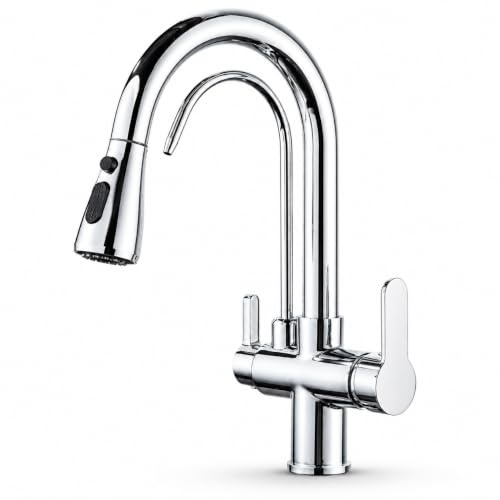 Ari 3-Wege Küchenarmatur Mit Ausziehbarer Brause Wasserhahn Küche Spültischarmatur Mischbatterie Chrom 360° Drehbar Zwei Strahlarten Nordic