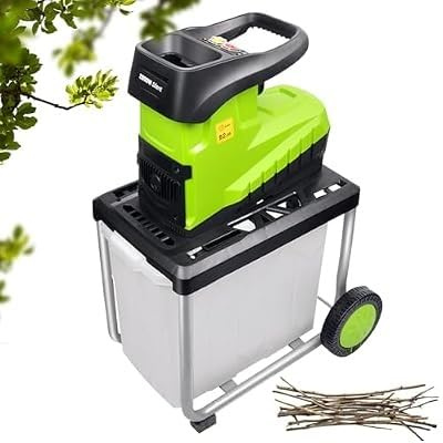 EXSHUING Broyeur De Végétaux Électrique 2800 W ; Coupe Max. 4,5 Cm ; Réduction 25:1 ; Roues De 7 Pouces ; Protection Contre La Surcharge ; Idéal Pour Compost, Branches, Brindilles Et Haies