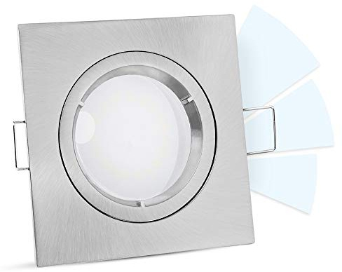 linovum fourSTEP LED Downlight 230V eckig dimmbar ohne Dimmer - Decken Einbauleuchte Edelstahl Optik starr neutralweiß 5W