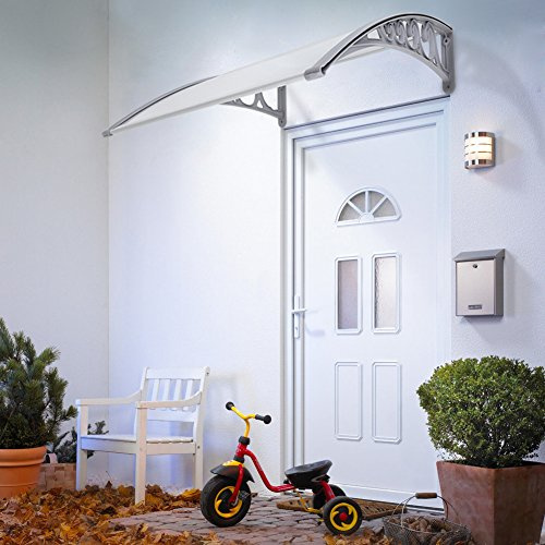Auvent de Patio, Stores pour Patio, Marquise de Porte d'entrée en Polycarbonate - Blanc, Ombre Extérieure pour Avant Porche et Toit Terrasse - 80 * 120cm