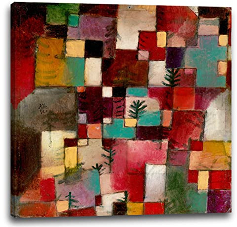 Printed Paintings Leinwand (60x60cm): Paul Klee - Rotgrüne und Violett-gelbe Rythmen (1920)