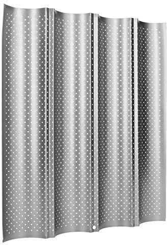 Redxiao Bandeja para Hornear Pan francés, Bandeja para Hornear de Acero Inoxidable de Grado alimenticio, Plata fácil de desmoldar para panadería casera(Four Slots)