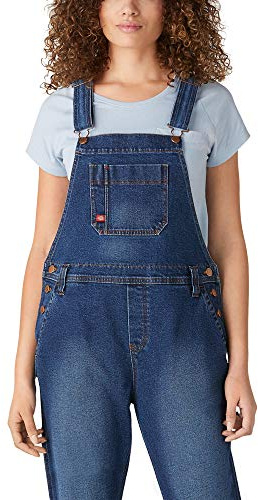 Dickies Women's Denim Boyfriend Bib Overall, Retro Stonewashed, L