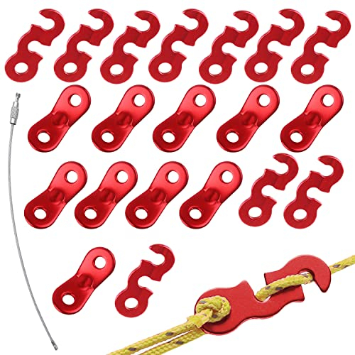 Tirante Corda Tenditori, 20 Pezzi di Tiranti per Tenda Campeggio, usati per Tende, Escursioni, Campeggio, Picnic, Rosso