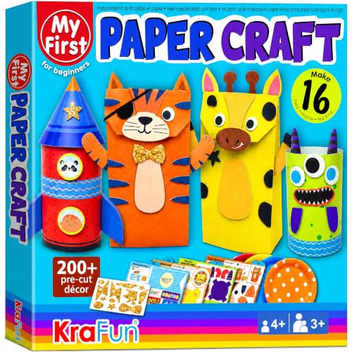 KRAFUN Safari Paper Craft Kit for Kids Ages 3-8, 16 Projects