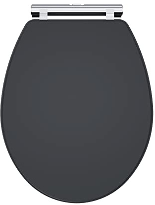 nuie CLA1499 Classique Traditional Bathroom Soft Close Wooden Toilet Seat, 451mm, Satin Anthracite