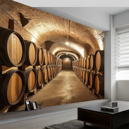 Générique Papier Peint Panoramique Cave à Vin Vintage, Papier Peint Poster Mural Géant Marron, Fresque Murale Moderne Personnalisée pour Salon Chambre d’Enfants Restaurant, 400 x 280 cm (L x H)