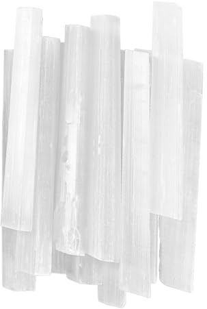 Laroal 12 varitas de cristal de selenita de 4 pulgadas, cristales blancos en bruto, protección energética, reiki, adivinación, meditación, selenitas a granel
