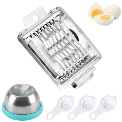 1 Cortador de Huevos de Acero Inoxidable 304, 1 Perforador de Huevos Crudos, 3 Separadores de Claras de Huevo, Juego de Herramientas de Cocina para Cortar Huevos, Fresas y Frutos Rojos