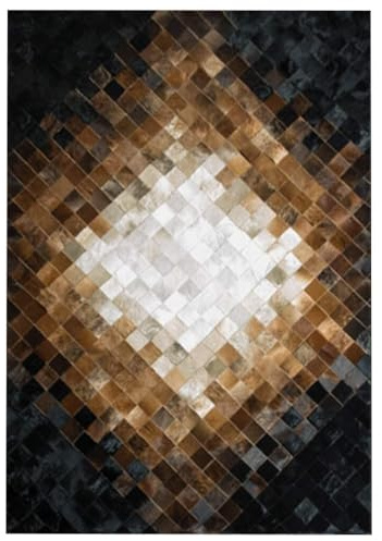 Suixtil Designer Natural Hide Rug Flooring Natural Cowhide Rug, Round Handcrafted Soundproofing Living Room Carpet Minimalist Fur Rug Large Handmade Cowhide Rug For Living Room(180cmx240cm)