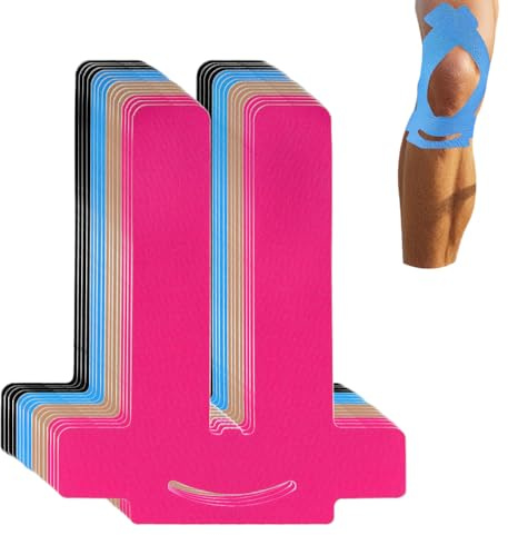HuaMuDM Kinesiotapes Vorgeschnitten for Knees, 16 Stück Wasserfestes kinesiotape für Knee Schmerzlinderung, Precut Kinesiotapes Knie, für Sport & Dauerhafte Unterstützung