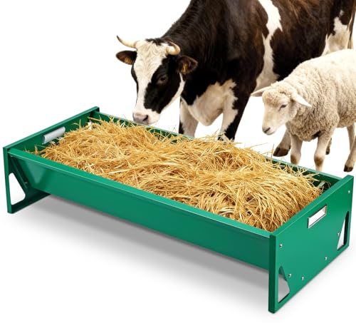 Futtertrog Verzinkter Stahl, 100cm Verzinkter Stahl-Futtertrog FüR Vieh | Tragbarer Futtertrog Mit GroßEm FassungsvermöGen FüR BauernhöFe, Alpakas, Ziegen, KäLber, Schafe, Pferde, Hirsche
