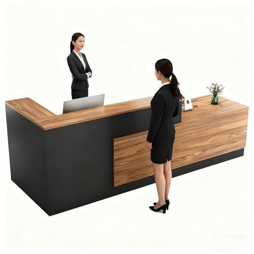 Empfangstresen aus Holz mit abschließbaren Schubladen – Moderner Büro-/Einzelhandelskassentresen for Lobby-Salons, einfach zu montierender Empfangstresen(A,71inch/180cm)