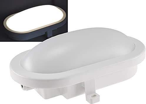 ChiliTec LED Oval-Armatur Feuchtraumleuchte IP44 | Kellerleuchte 13Watt 965 Lumen für Garten Terrasse Garage Carport Keller 3000k Warmweiß
