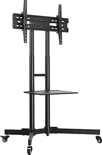 Yaheetech TV-stativ, mobil, TV-stativ, rullbar, TV-vagn med bricka för 32–65 tums plasma/LCD/LED TV-vagn med icke-markerade rullar, upp till 50 kg