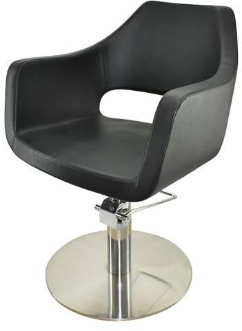 VAKON SALON - Friseurstuhl höhenverstellbar runder Bodenplatte ⌀ 50cm, Friseursessel mit Hydraulik, Coiffeurstuhl, Friseureinrichtung Barber - Design 07