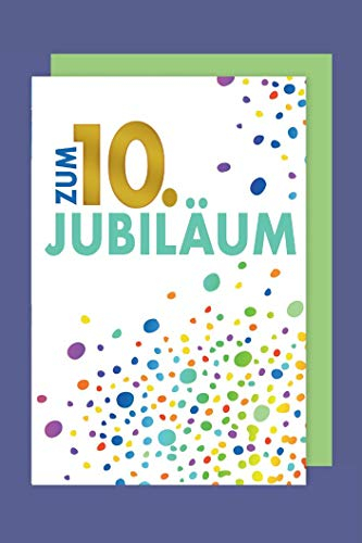 AvanCarte 10 Jahre Jubiläum Grußkarte Geschäfts Karte Golddruck Konfetti 16x11cm