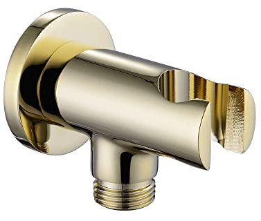 ENKI O05 Shower Head Holder, English Gold, Bracket | Solid Brass, Easy Install, Fittings Included, 1-Year Guarantee, Adjustable, Wall Bracket, Replacement, Bathroom