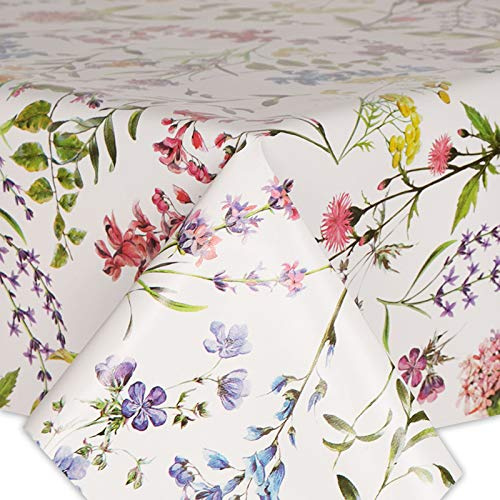 QPC Direct Botanical Floral Garden PVC Oilcloth Table Cover Vinyl Tablecloth 140 x 140cm Square
