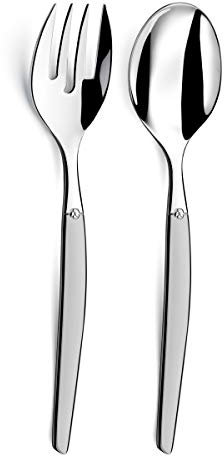 Lou Laguiole Jet 2 Cubiertos para Ensalada, Inoxidable 18/0, Acero Arenado