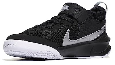 NIKE Team Hustle D 11, Sport Shoes, Volt Argent métallique Noir Blanc,