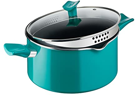 Tefal G80446 Chefclub Kochtopf 24 cm + Glasdeckel | Titanium Antihaftversiegelung | Thermo-Signal Temperaturanzeiger | unbedenkliches Kochen | einfache Reinigung | induktionsgeeignet | grün