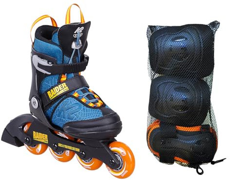 K2 Skates Raider PRO Pack - Jungen Inline Skates mit Pad Set — Blue - orange — 30G0833
