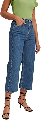 NA-KD Jeans de Cintura Alta, Azul Medio, EU 42