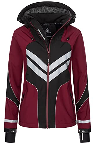 Rock Creek Damen Softshell Jacke Windbreaker Regenjacke Übergangsjacke Softshelljacke Damenjacke Regenmantel Outdoorjacke Kapuze D-468 Weinrot S