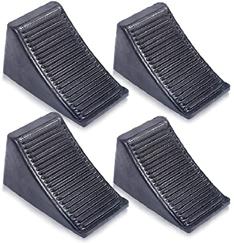 Fasmov 4 Pack Solid Rubber Heavy Duty Wheel Chock, Premium Chock for Car, Travel Trailers, RV, Truck, and ATV